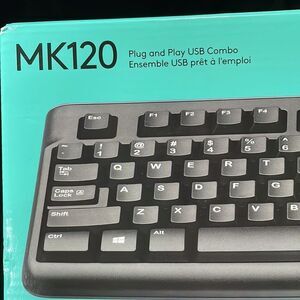 LOGITECH MK120 plug and Play USB Corded Keyboard & Mouse Combo NIB New
